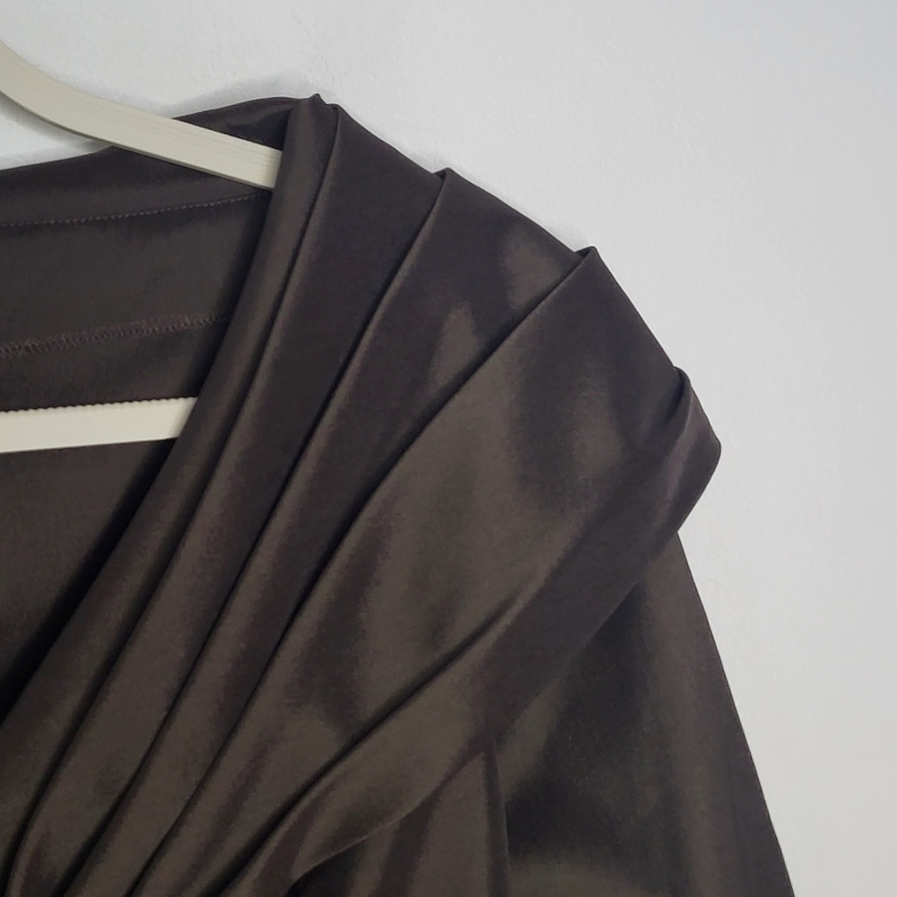 Tadashi Shoji Mother Of The Bride Taffeta Top ONLY Size 4 Espresso Brown Jewel - Picture 7 of 16